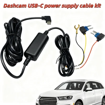 USB C Universal Car Dash Cam Hardwire Kit Hard Wire Cable Fuse 12-24V to 5V 2.5A - Image 1 of 4