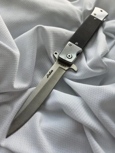 Rite-Edge 8.75" Black Italian 🇮🇹 Stiletto Spring Assisted Locking Pocket Knife - Picture 1 of 8