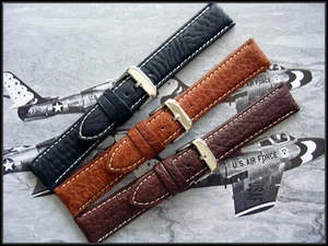 19 mm Negro Brn Bronceado Búfalo becerro Cronógrafo Reloj Deportivo Banda IW SUISSE 16-18-20-22-24 - Imagen 1 de 7