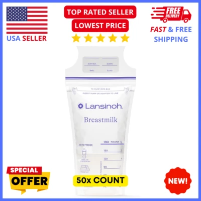 Bolsas de almacenamiento de leche materna Lansinoh 50ct - a prueba de fugas, sin BPA, aptas para congelador Foto 1 de 4