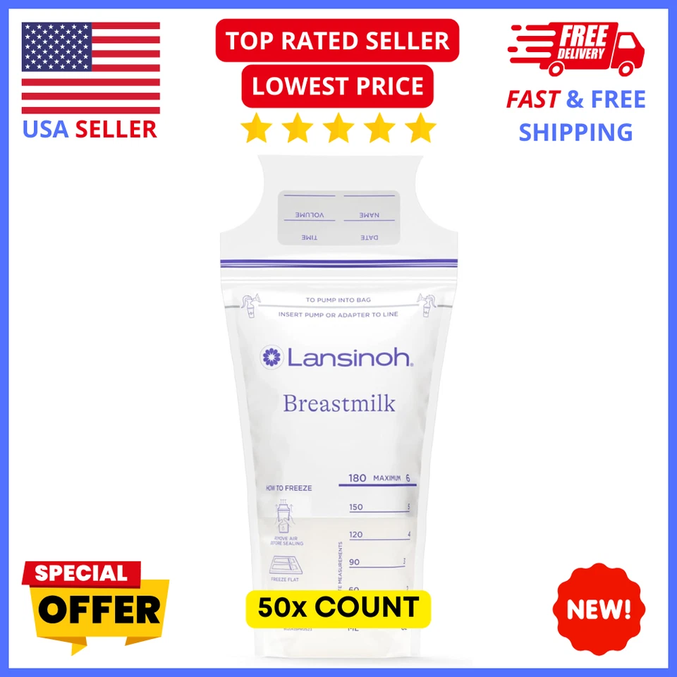 Bolsas de almacenamiento de leche materna Lansinoh 50ct - Bolsas congelador sin BPA a prueba de fugas Foto 1 de 4
