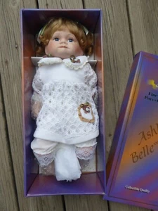 Vtg Ashley Belle Fine Bisque Porcelain Doll New w/ Box & Stand Baby Infant 18" - Picture 1 of 6