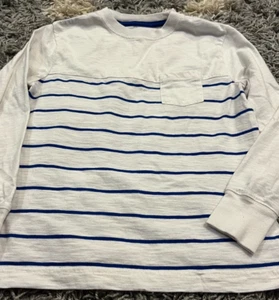 Cherokee White with Blue Stripes Long Sleeve Shirt Boys Size Small (6/7) - Picture 1 of 7