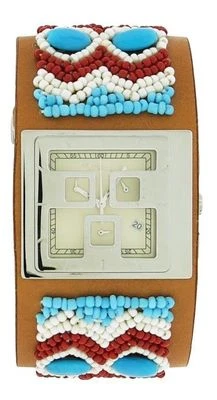 Roberto Cavalli Men's Brown Beaded Leather Watch new - Image 1 of 3