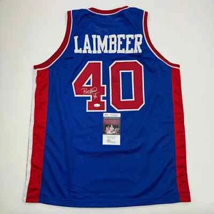 Autographed/Signed Bill Laimbeer Detroit Blue Basketball Jersey JSA COA - Picture 1 of 4