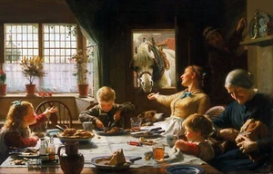 One of the Family | Frederick George Cotman | 1880 Family Gathering Horse Print - Picture 1 of 10