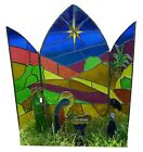 8pc Vintage Stained Glass Nativity Christmas Fireplace Sceen Jesus 29&quot;