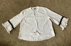 Unique Spectrum White Peasant Blouse, XL - Picture 1 of 6