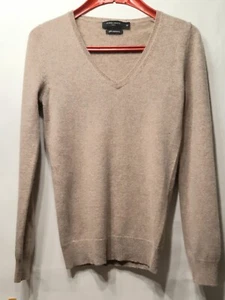 Maglione Galleries of Lafayette 100% Cashmere Scollo a V Beige L/Slv Taglia 00/Eur 34 - Foto 1 di 6