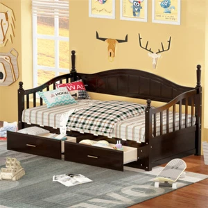 Twin Size Wooden Daybed Extendable w/Twin Size Trundle & 2 Storage Drawers - Picture 1 of 17