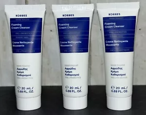 KORRES Foaming Cream Cleanser ~ Facial ~Travel Size 0.68 oz / 20 mL ~ Lot of 3 - Picture 1 of 4