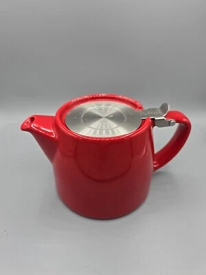 FORLIFE Stump Ceramic Teapot with Lid  Red With Infuser Tea For One - Image 1 of 4
