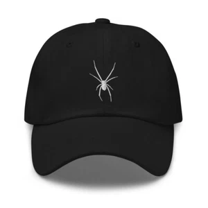 Arachnid Creepy Black Widow Spider Embroidered Baseball Cap Dad hat White Thread - Picture 1 of 3