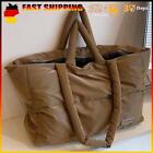 DE  Women Puffer Tote Bag Large Padded Shoulder Bag Pillow Shopper Bag (Brown)