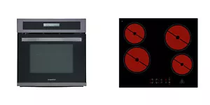Backofen Herd Kochfeld Glaskeramik Herdset Einbau rahmenlos Black Steel Respekta - Bild 1 von 8