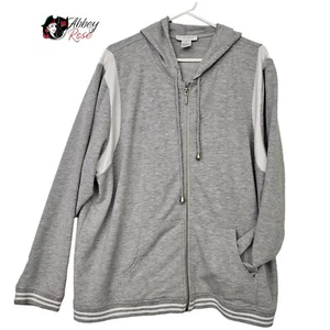 Sport Savvy Women Size 1X Gray Duo Stretch Full Zip Hoodie Top - Picture 1 of 10