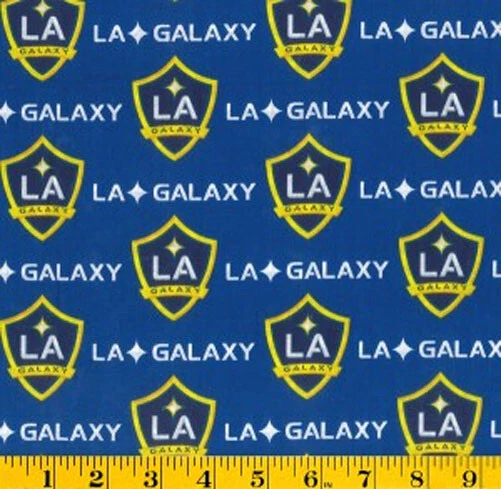 1/4 Yard 9”x58” LA Galaxy Soccer Club MLS Sports Cotton Quilting Fabric - Image 1 of 1