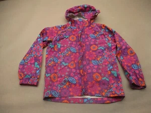 REI Size S (8) Girl Multicolor Full Zip Stand Collar Pocket Hood Rain Jacket 852 - Picture 1 of 7