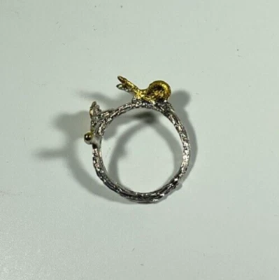 Nuevo Anillo Flor Caracol Dos Tonos Naturaleza Hada Casa de Campo Moda Joyería Tono Plata Foto 1 de 4