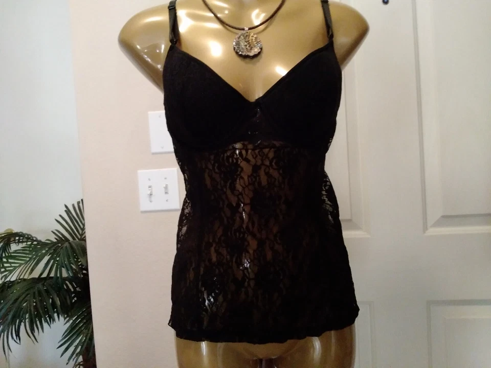 Top corto camisola mujer material bustier niña encaje negro talla 36B Foto 1 de 4