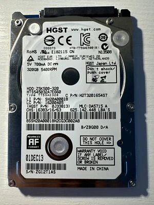 HGST 320GB HDD, Z5K500-320 2.5" SATA II 5400 RPM 3.0Gb/s - Bild 1 von 2