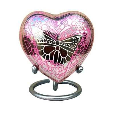 Beautiful Small Portland Pink Heart Keepsake Urn For Funeral Ashes - Image 1 of 4