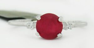GENUINE 1.04 Cts RUBY & DIAMOND RING 10K WHITE GOLD -Free Certificate Appraisal 