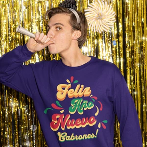 Feliz Año Nuevo Cabrones! 2025 Nuevo Año Latino Happy New Year Pullover mit Rundhalsausschnitt - Bild 1 von 31