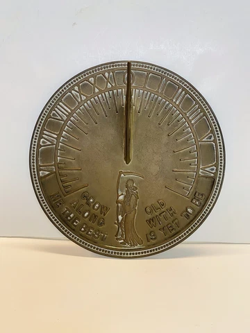 Amazing Art Deco Brass Sundial Clock with Roman Numerals Cover