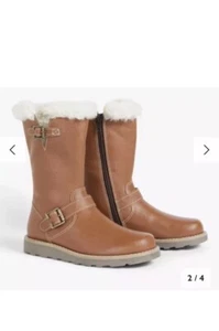 John Lewis Leia Shearling Lined Boots, Tan/Brown, SizeUK 2 / EU 34 RRP £48.00 - Picture 1 of 12