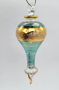 Egyptian Hand Blown Glass Ornament with 24 K Gold Accents - Picture 1 of 5