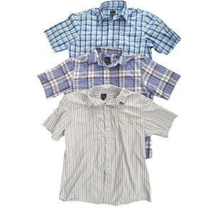 Lot-3 Jos A Bank Travelers Collection L  Striped Check Plaid Skater Shirts Y2K - Picture 1 of 16