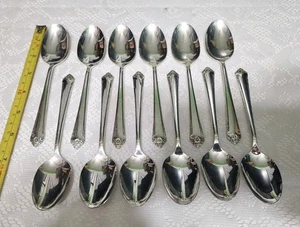 ✅ 12er SET MID CENTURY um 1950 STARLIGHT 🌟 VERSILBERTE TEELÖFFEL/ TEELÖFFEL 🍵 LÖFFEL - Bild 1 von 12