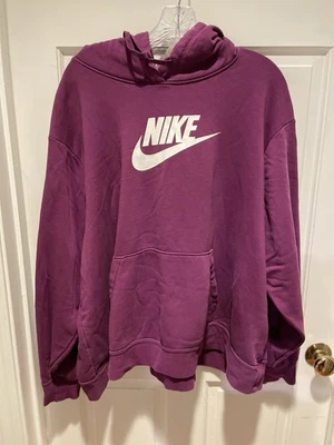 Moletom com capuz Nike roxo real branco NIKE & SWOOSH tamanho central 3X roupas esportivas lazer - Imagem 1 de 4