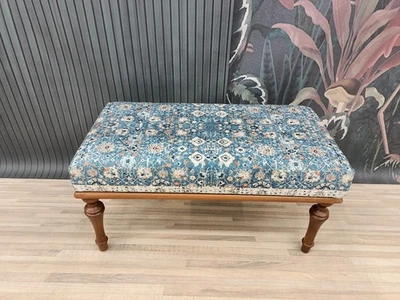 Blue ottoman, Bedroom bench, Pub bench, Bar bench,Dining bench, Vanity bench - Image 1 of 4