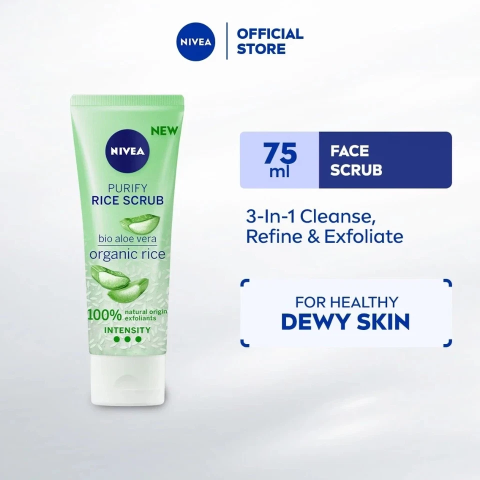 NIVEA 75ml Face Purify Rice Scrub Organic Rice Bio Aloe Vera - Image 1 of 4