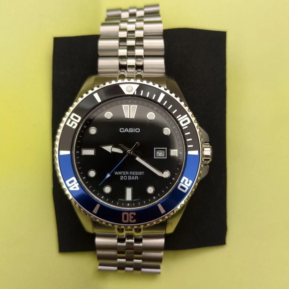 Casio Diver Watch MDV107 1A2JF Blue Black Jubilee Bracelet Nato Band - image 1 of 4