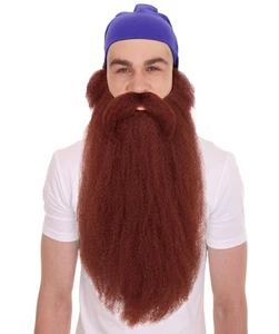 HPO Adult Men's Long Dark Auburn Mustache, Beard & Sideburn Cosplay Set - Picture 1 of 5