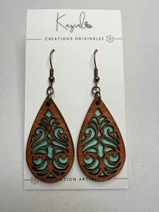Boucles d’oreilles artisanales Luzéa – bois de tilleul - Picture 1 of 2