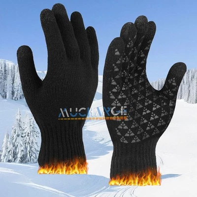 Luvas térmicas masculinas de inverno grossas à prova de vento tela sensível ao toque luva de inverno quente durável - Imagem 1 de 4