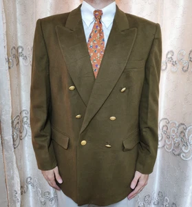 1970s vintage Aquascutum all worsted classic db gold button green blazer 42R - Picture 1 of 11