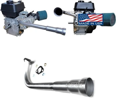 Tubo de escape de 3 estágios compatível com Predator 212cc GX160 GX200 Go Kart e mini bicicletas - Imagem 1 de 4