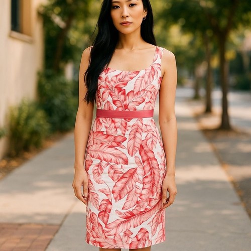 VETEMENTS Abito midi senza maniche donna Eva Mendes For New York & Company rosa bianco taglia 6