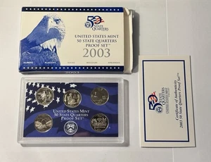 US Mint 2003 State Quarter Proof 5 Coin Set S Five Statehood Original Box & COA - Picture 1 of 1
