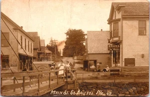 SOUTH BRISTOL, MAINE : MAIN STREET : ICE WAGON, GREAT SIGNAGE : RPPC 1914 - Picture 1 of 6