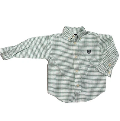 Chaps Green Checkered Button Down Collared Dress Shirt 24 Month Boys EUC Holiday - Image 1 of 4