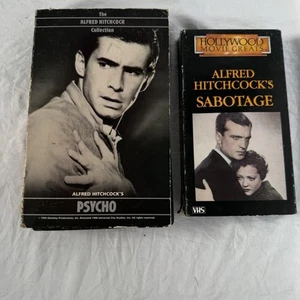 Vintage Psycho (1960) & Sabotage (1936) Alfred Hitchcock VHS Movies Lot 2 Horror - Picture 1 of 5