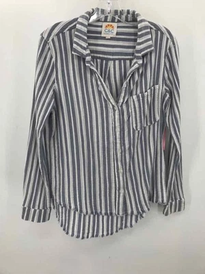 Pre-Owned C&C California Blue Size Medium Stripe Long Sleeve Blouse - Image 1 of 3