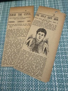2 Victorian 1897 NEWSPAPER CLIPS EGYPTIAN FORTUNE TELLER ISMAR THE GYPSY-ORIG - Picture 1 of 4