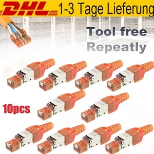 10X Wtyczka sieciowa CAT 7 Beznarzędziowa RJ45 Wtyczka sieciowa Kabel do układania LAN Zestaw - Zdjęcie 1 z 13